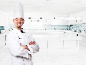 friendly chef in modern kitchen
